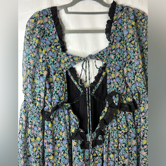 NWOT Free People Pennie Mini Dress in Black Floral (Size Large) - Picture 8 of 13